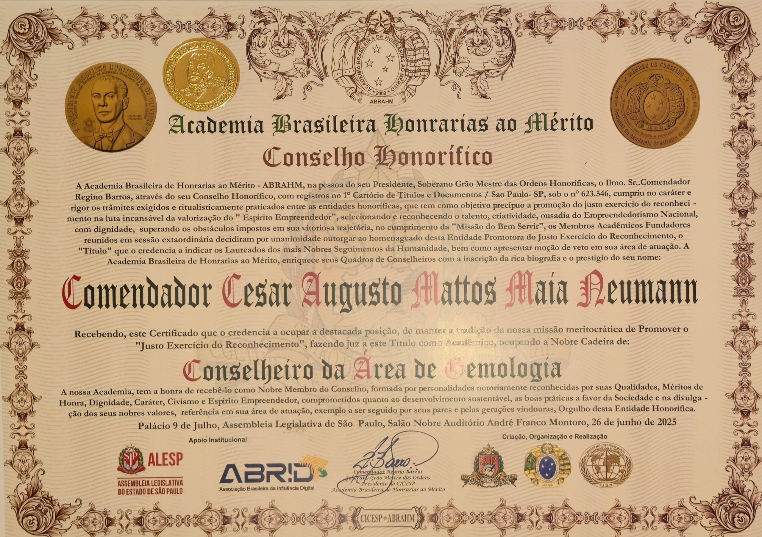 cesar augusto maia recebe honrraria